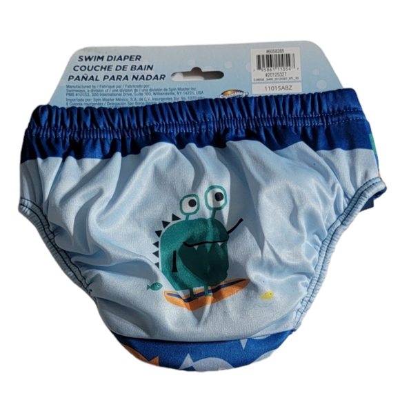 SwimWays Blue Fish Reuseable Swim Diaper - Picture 2 of 2